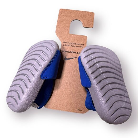 Nike Unisex Kids Kawa BV1094-400 Blue Gray Comfort Slip On Slide Sandal Size 2C - Picture 4 of 9